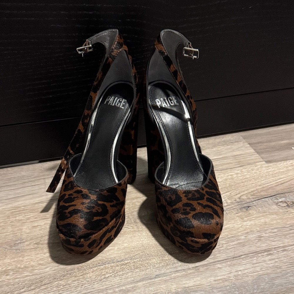 PAIGE Brown Leopard Print Heels